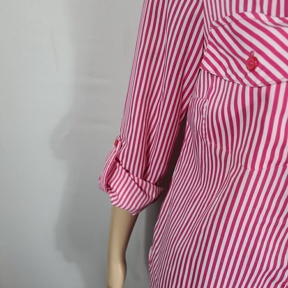 Notations Petite Pink and White Striped Blouse - Picture 7 of 7